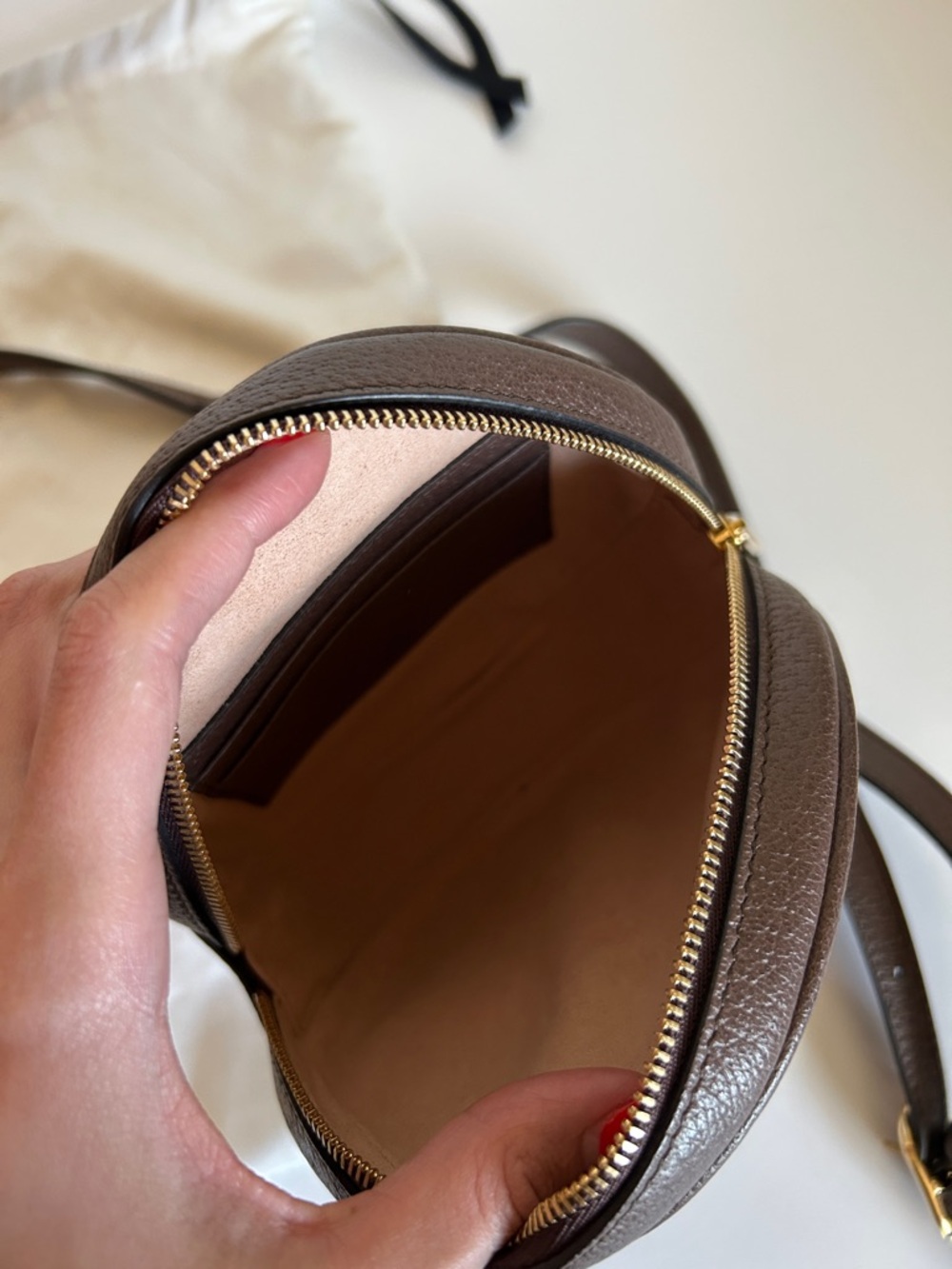 Gucci Brown GG Web Round Crossbody with Green & Red Stripe - Picture 5 of 5